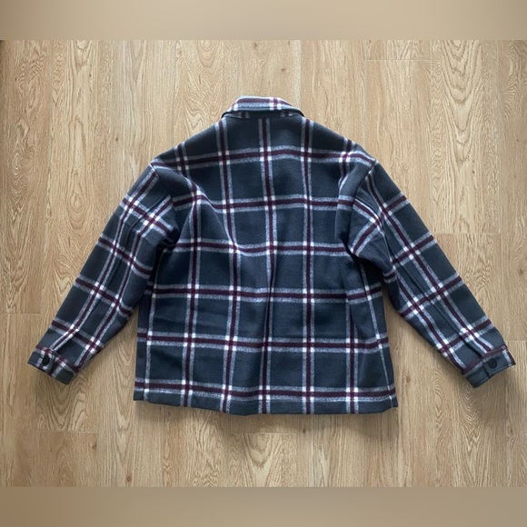 Mens heavy flanel burgundy/grey/purple Asos jacket size M - Picture 2 of 3